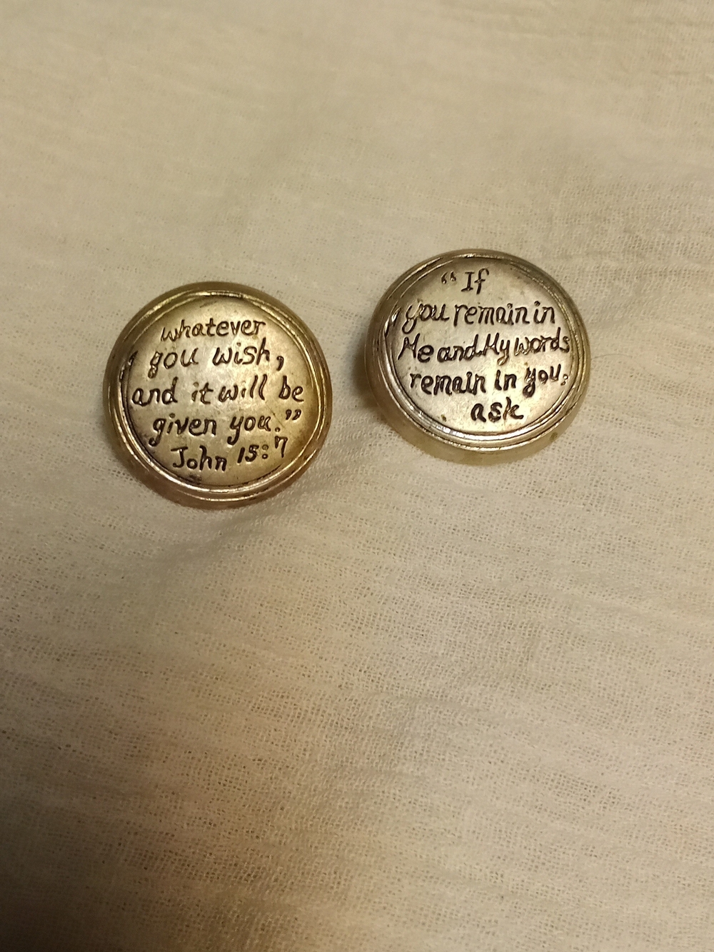 Inspirational Silver-Tone Scripture Dome Earrings - Silver